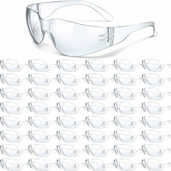 48 Safety Glasses One Size Safety Eyewear Eye Protection Goggles with Clear Protective Lens for Work Lab